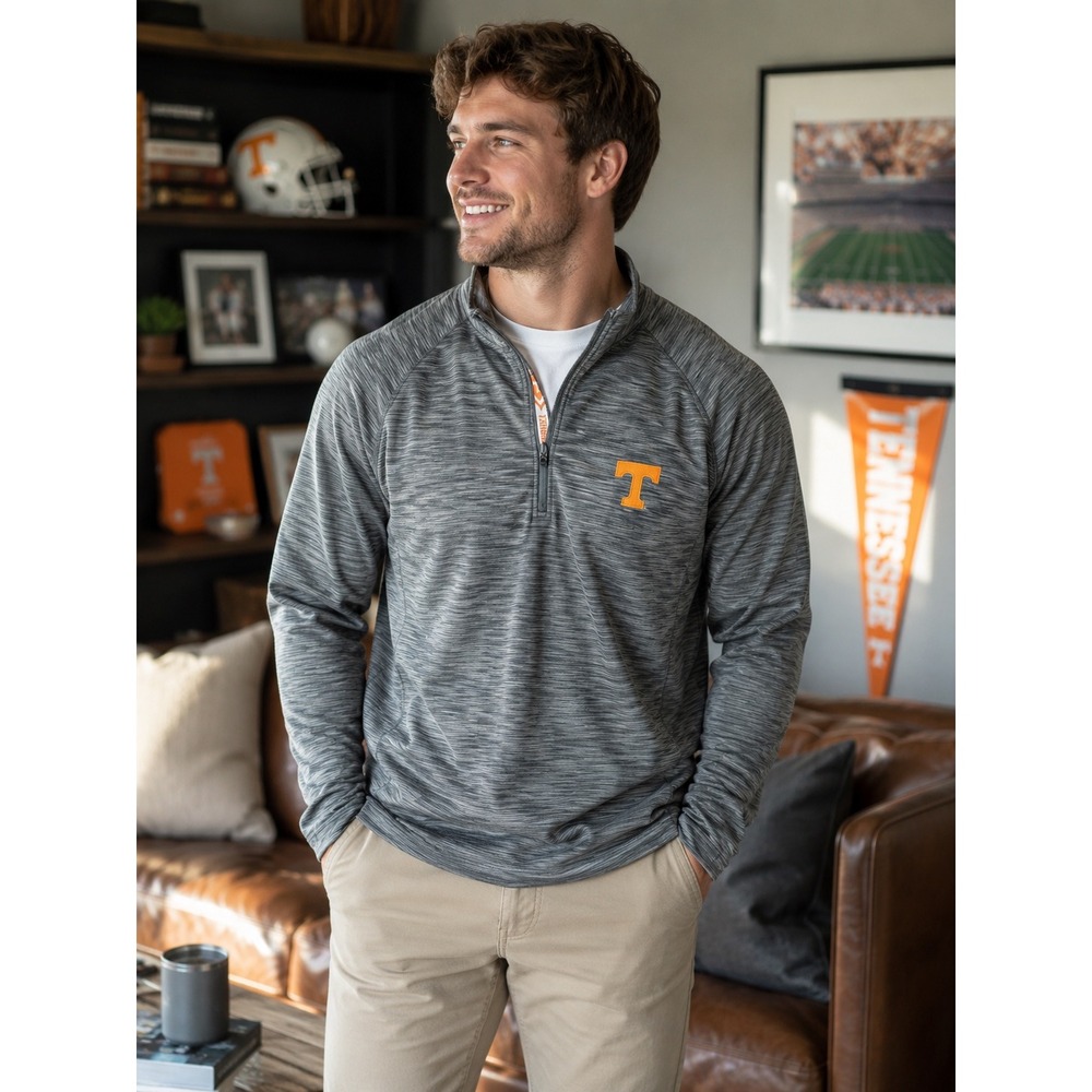 Tennessee Volunteers Quarter Zip Pullover Large Gray Athletic Performance Top